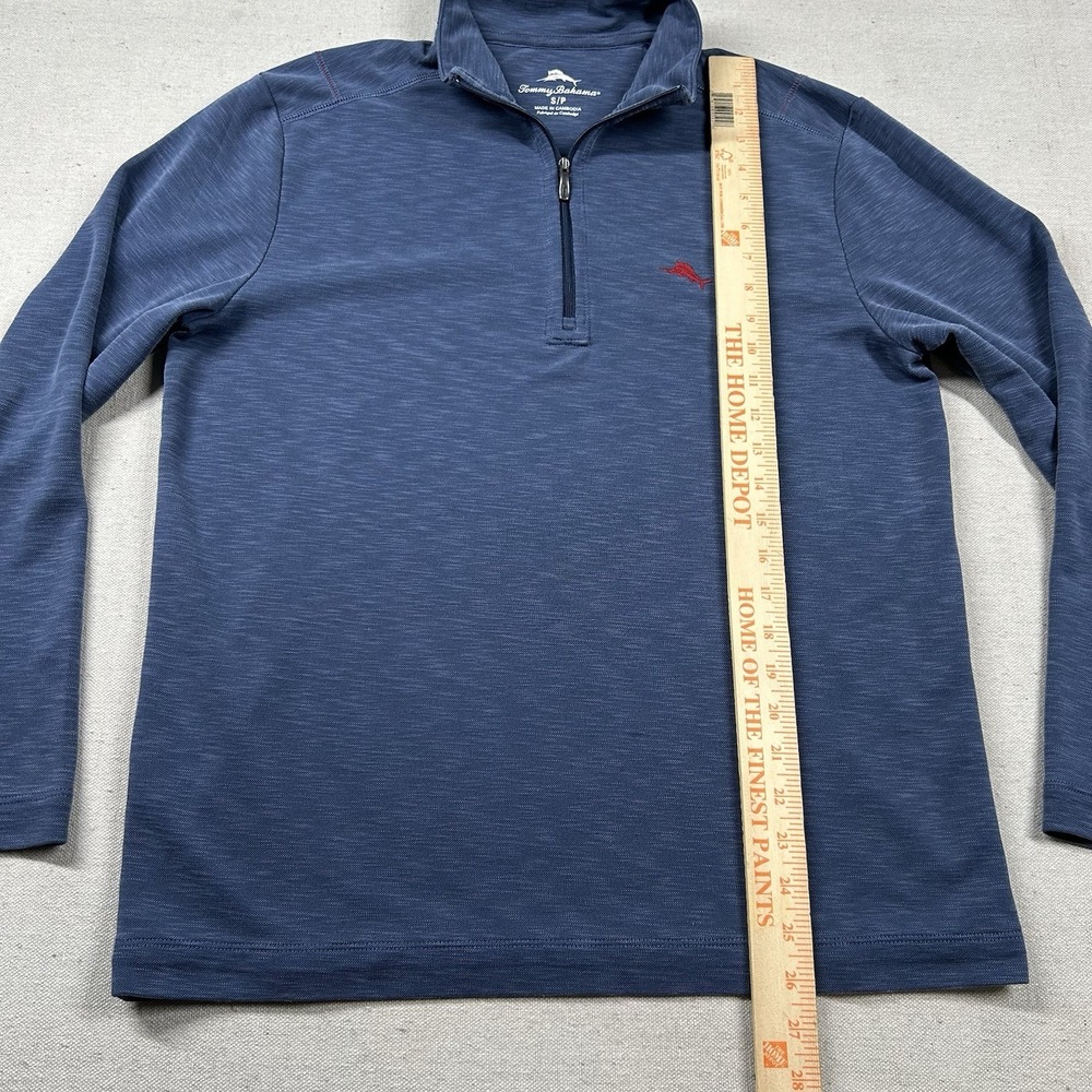 Tommy Bahama Sweater Mens Sm 1/4 Zip Tencel Modal Heathered Blue Mock Neck Golf - Picture 7 of 8